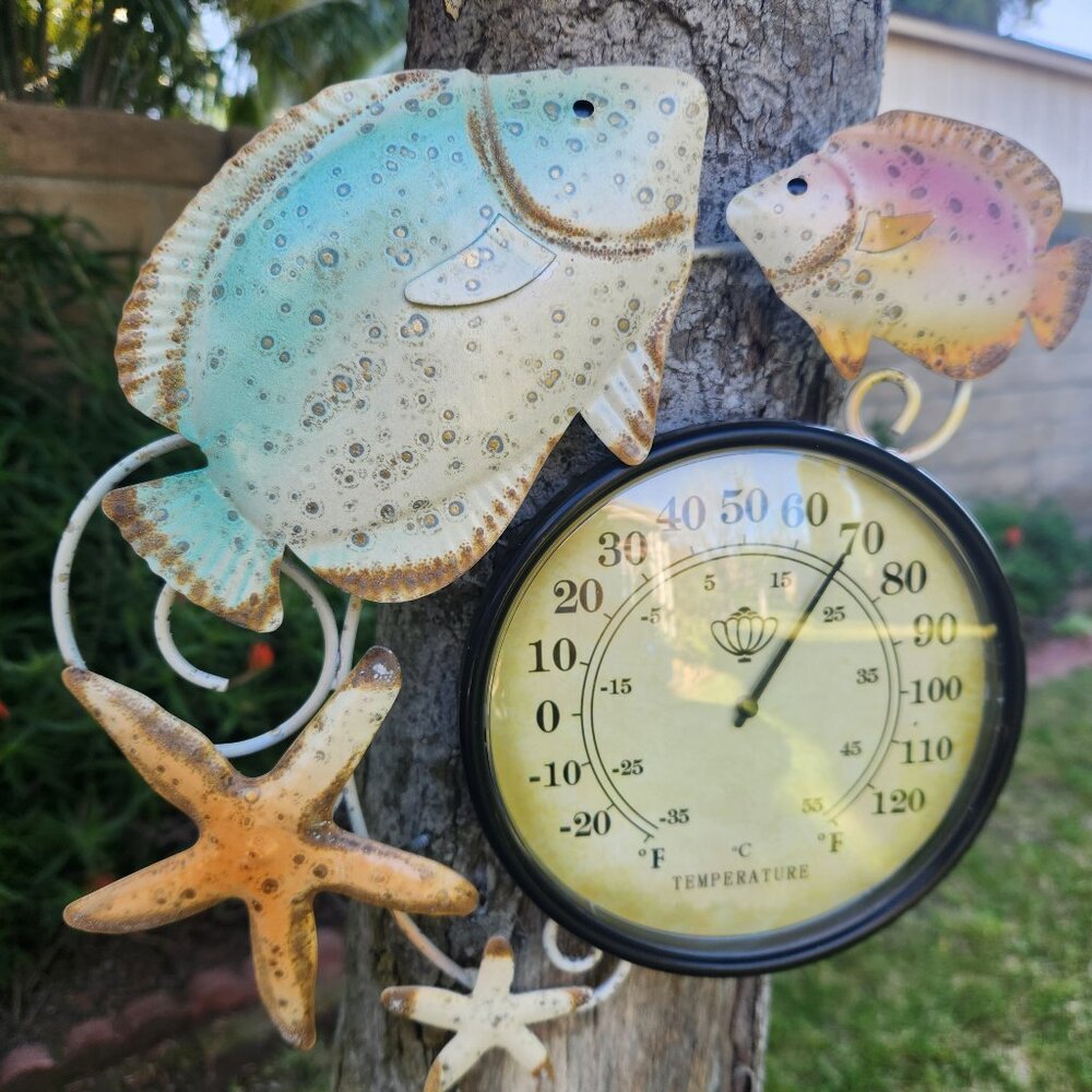 Sea Life Fish Thermometer Wall/Fence Decoration Indoor/Outdoor Use